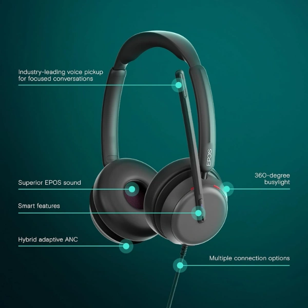 EPOS IMPACT 860T ANC Wired Headset with USB-C Teams NC Microphone, USB-C, ANC, Teams, Contact Center - Image 2