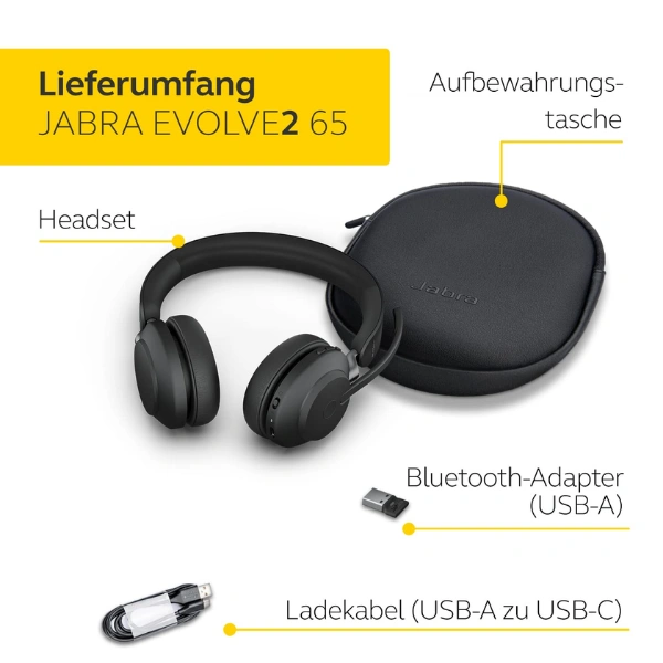 Jabra Evolve2 65 MS USB-A Wireless Headset Bluetooth Noise Cancelling - Image 2